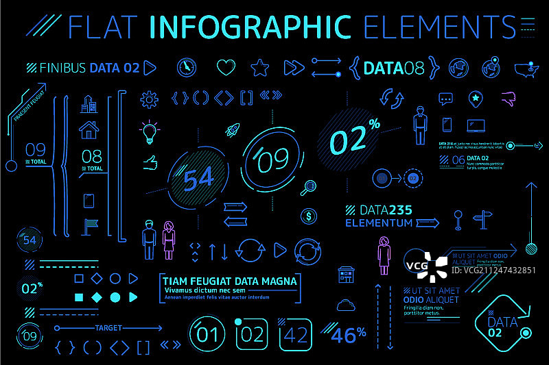 公司扁平化信息图元素合集图片素材