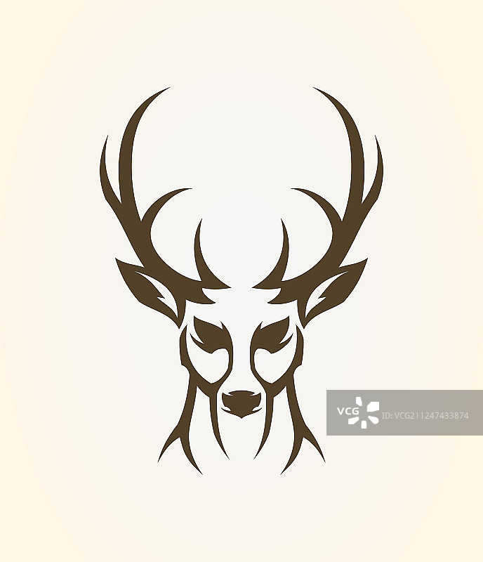 程式化麋鹿图标鹿头轮廓剪影图片素材