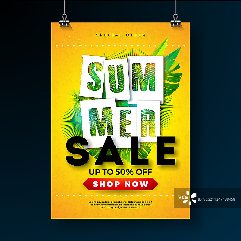 热带风夏季促销海报模板设计图片素材