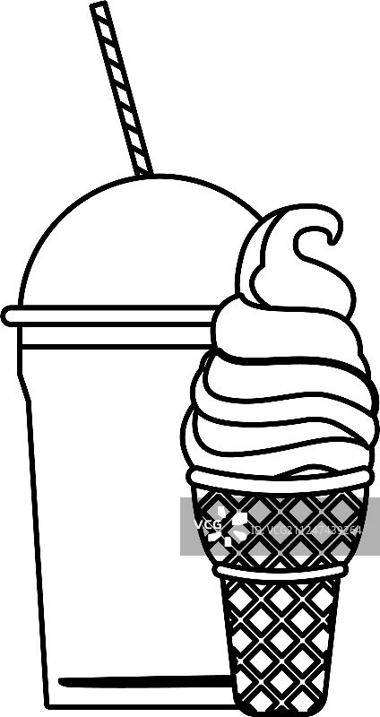 黑色冰淇淋甜筒与刨冰图片素材