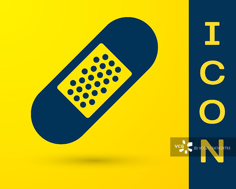 黄色背景上的蓝色绷带膏药图标图片素材