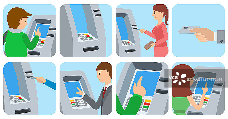 人们使用ATM机图片素材