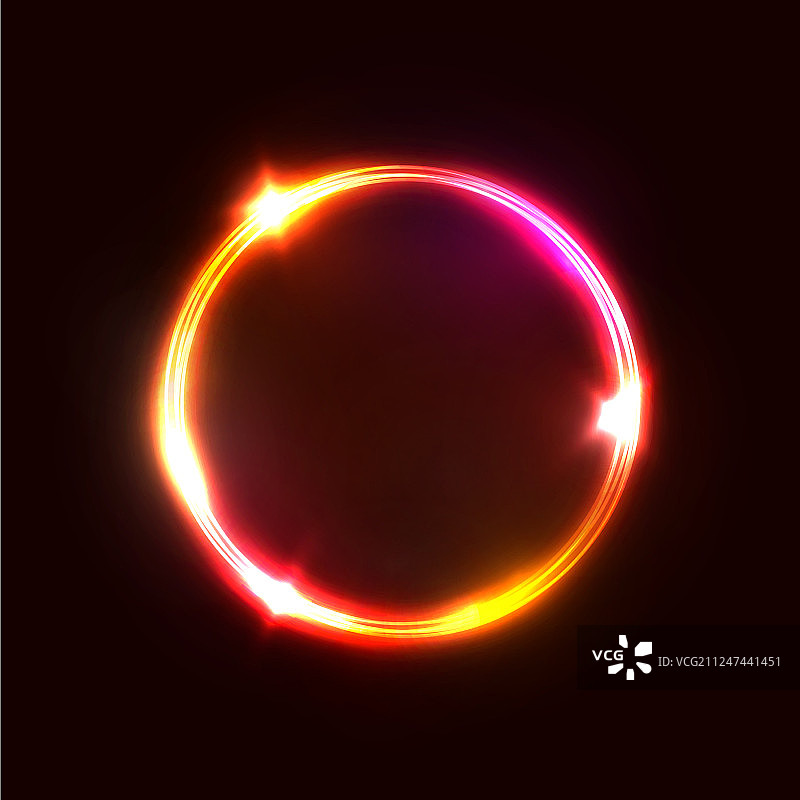 深红色背景上的霓虹红色圆灯标志图片素材