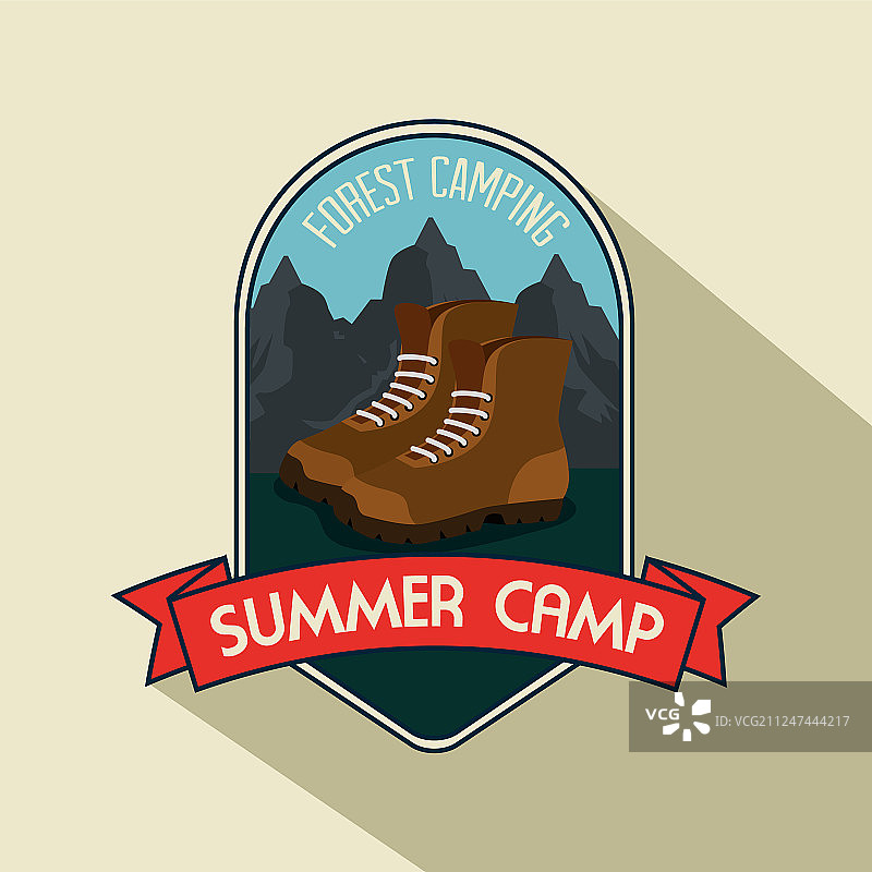 带有靴子的山脉景观标签图片素材