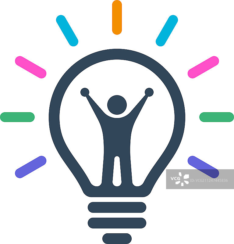 灯泡图标中的人物剪影图片素材