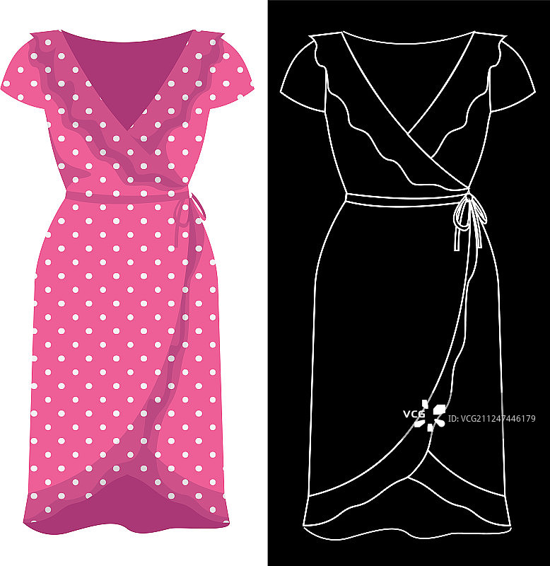 带白色轮廓的连衣裙图片图片素材