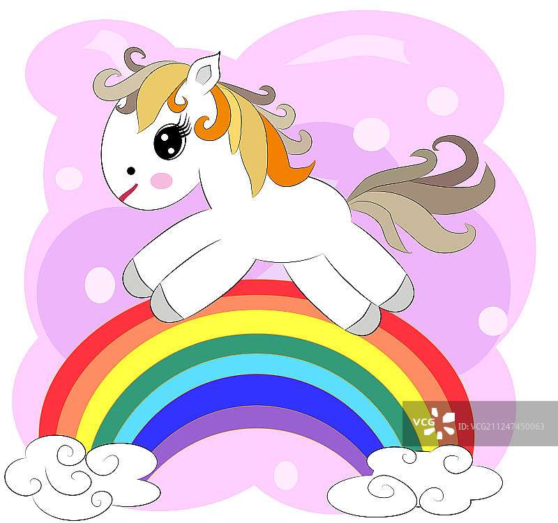 空地上可爱的小粉红卡通独角兽图片素材