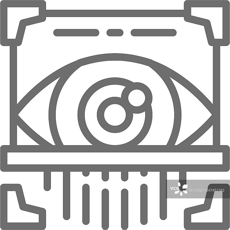 眼睛视网膜扫描身份识别线性图标图片素材