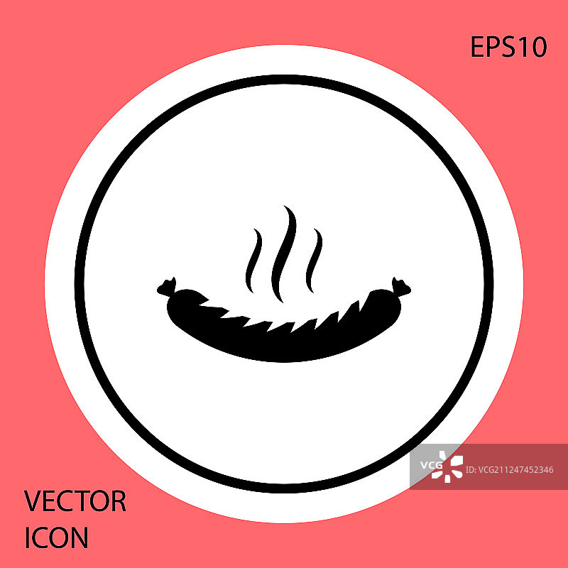 红色背景上的黑色香肠与蒸汽图标图片素材