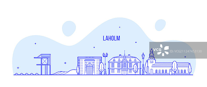 瑞典哈兰省拉霍尔姆城市天际线图片素材