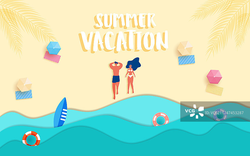 在海滩上享受日光浴的男人和女人图片素材