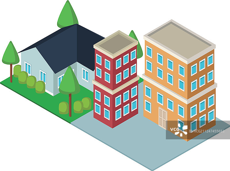 房屋和住宅楼2.5D图片素材
