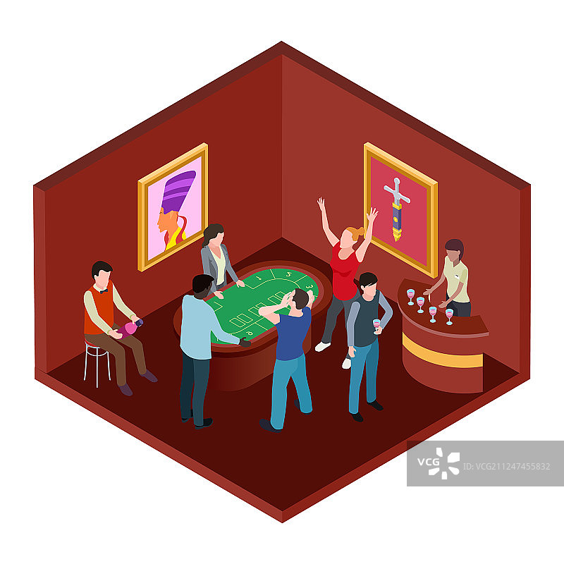 赌场房间3D等距博彩概念图片素材