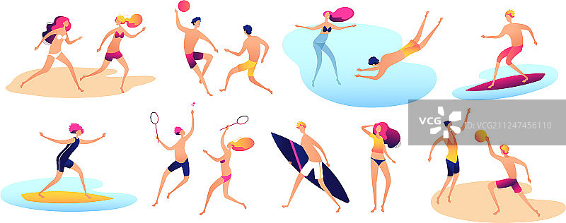 海滩人群暑假家庭海滩活动图片素材