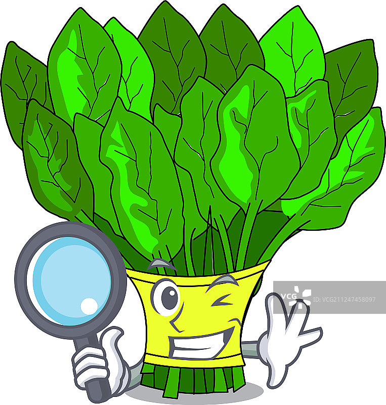卡通盘子里的侦探蔬菜菠菜图片素材