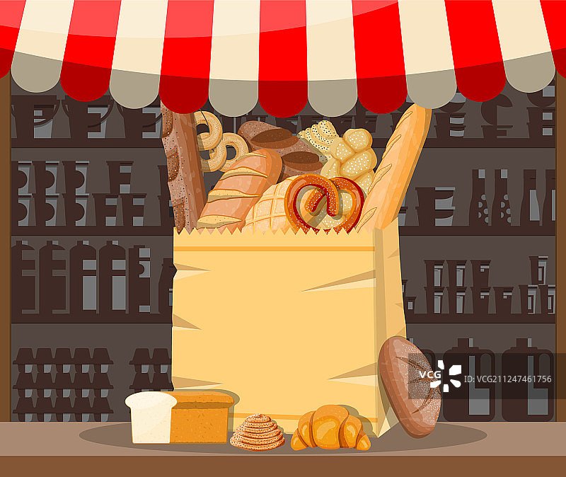 面包产品和市场摊位图片素材