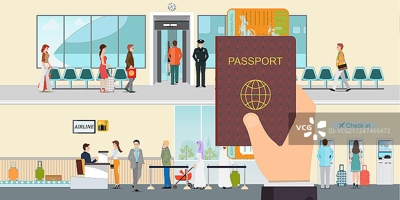 手持护照和登机牌图片素材