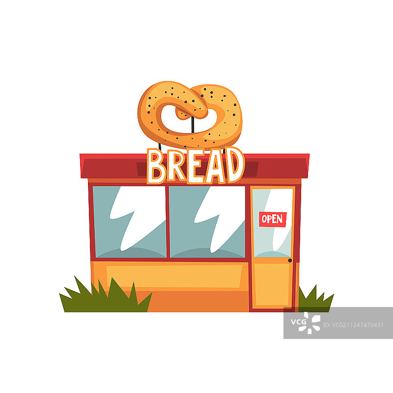 带招牌的面包店建筑外观图片素材