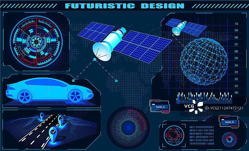 未来科技感图形界面卫星汽车GPS图片素材