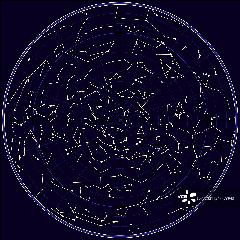 带星座的北天地图图片素材
