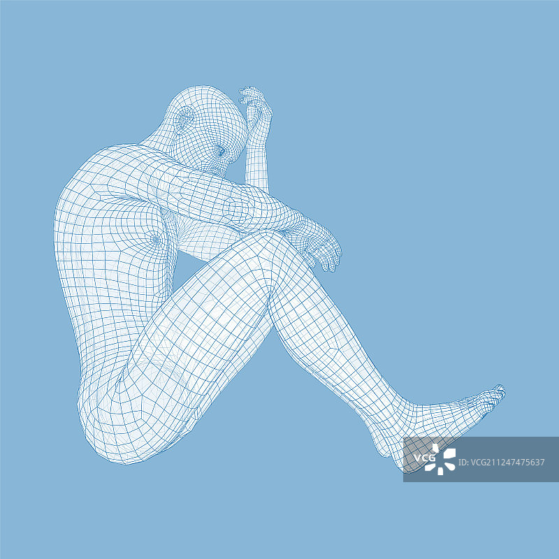 思考者姿势的男人3D模型图片素材