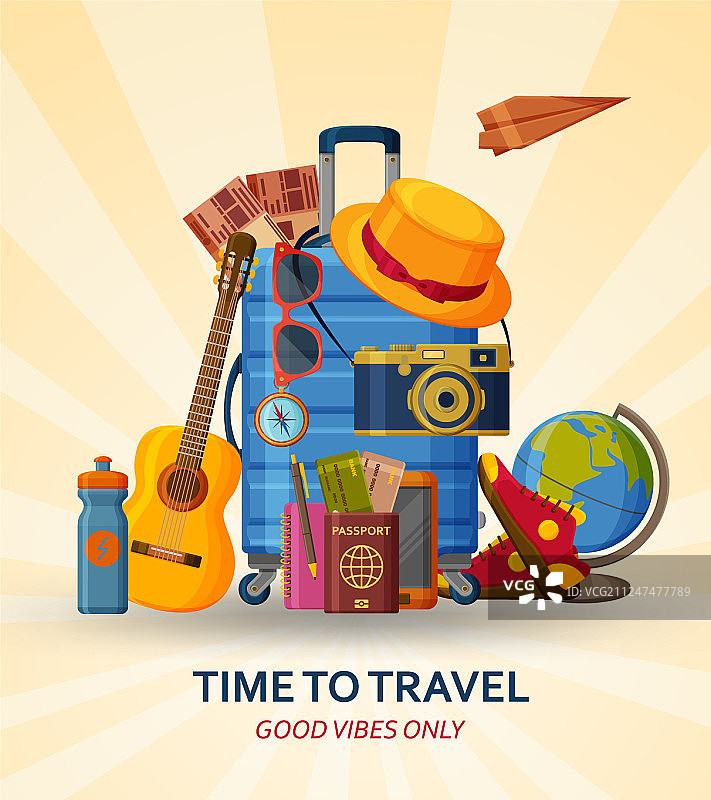 旅行箱太阳镜帽子旅行概念设计图片素材