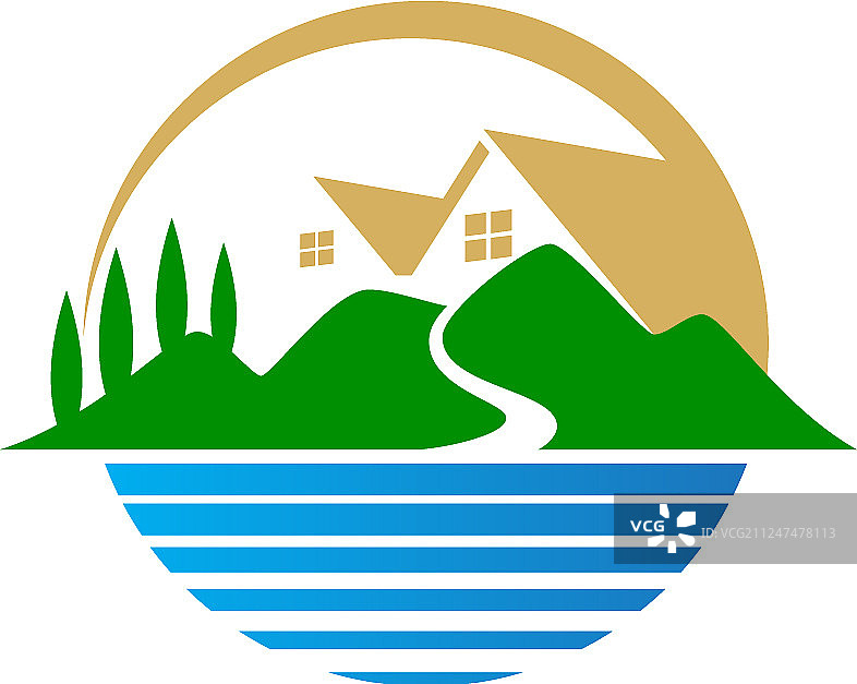 房屋自然风景湖泊标志图片素材