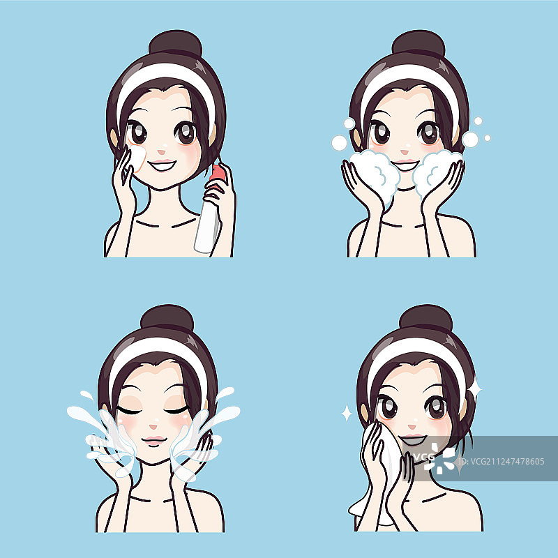 女孩清洁面部皮肤图片素材