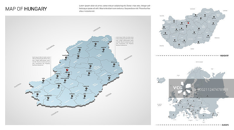 匈牙利国家2.5D地图图片素材