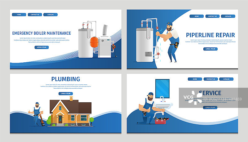 水管工服务页面概念设计图片素材