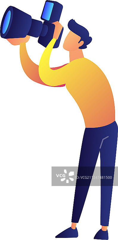 摄影师使用现代数码相机拍照图片素材