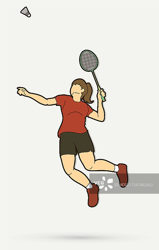 手持球拍的女子羽毛球运动员图片素材