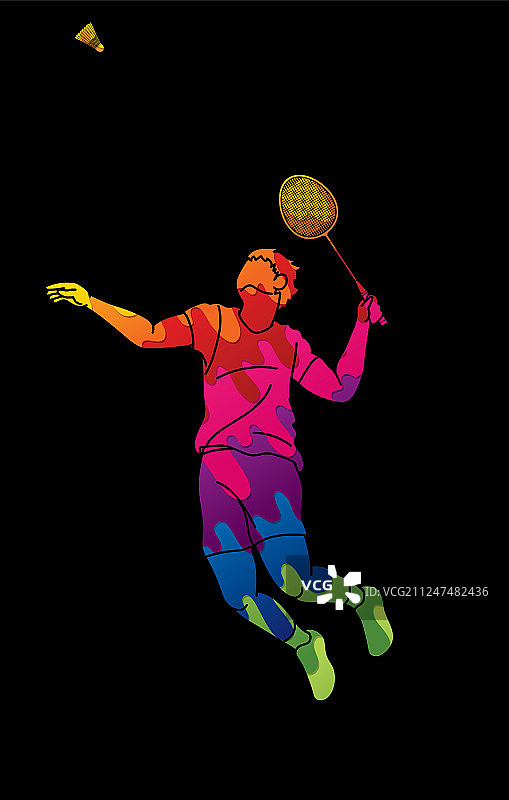 羽毛球男运动员持球拍运动图片素材