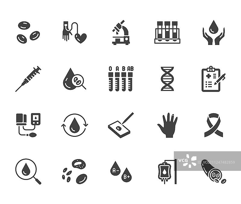 血液学扁平字形图标集：血细胞图片素材