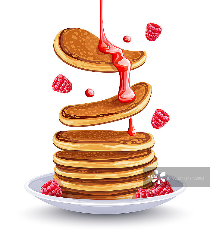 覆盆子薄煎饼图片素材