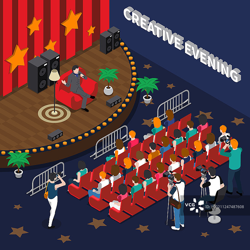 创意夜晚等距构图图片素材