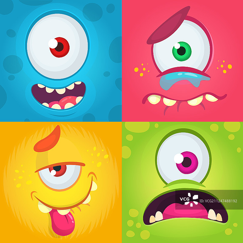 卡通怪兽面部图案合集图片素材