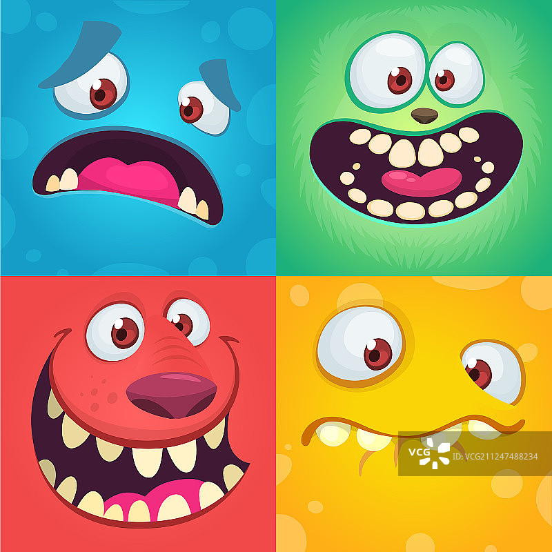 卡通怪兽面部图案合集图片素材
