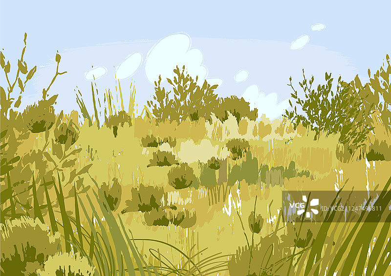 平静色彩中的抽象图形草原景观图片素材