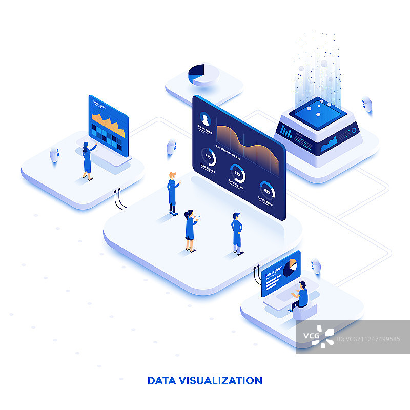 2.5D现代扁平风格数据设计图片素材