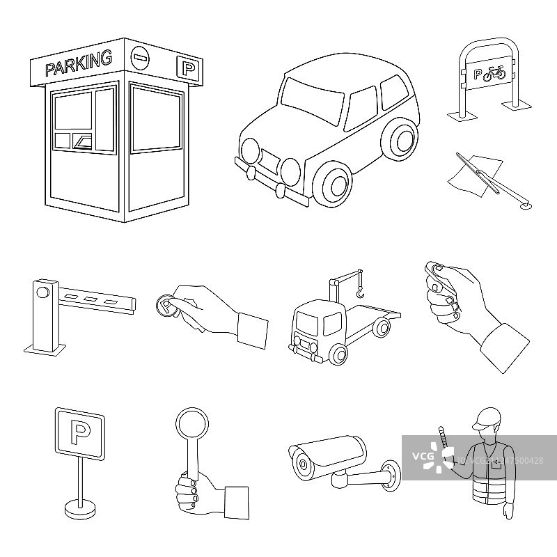 汽车停车位轮廓图标合集图片素材