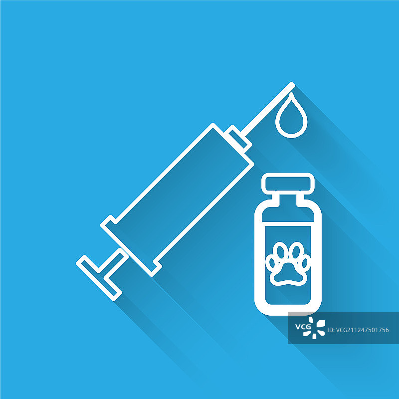 宠物疫苗白色注射器线性图标图片素材