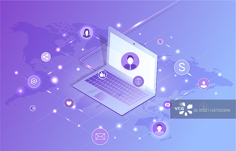 社交网络笔记本电脑素材图片素材