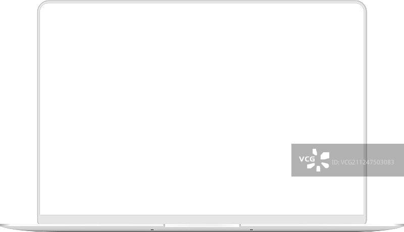 带空白无边框屏幕的白色笔记本电脑模型图片素材