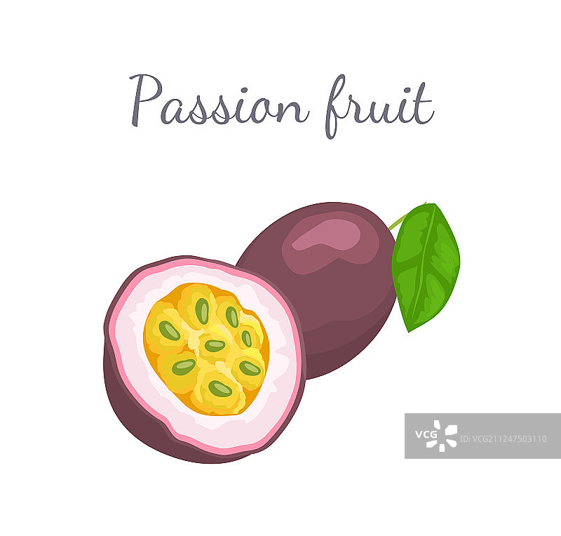 带叶子的异国情调多汁百香果图片素材