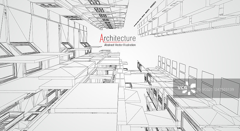 现代建筑线框概念城市图片素材