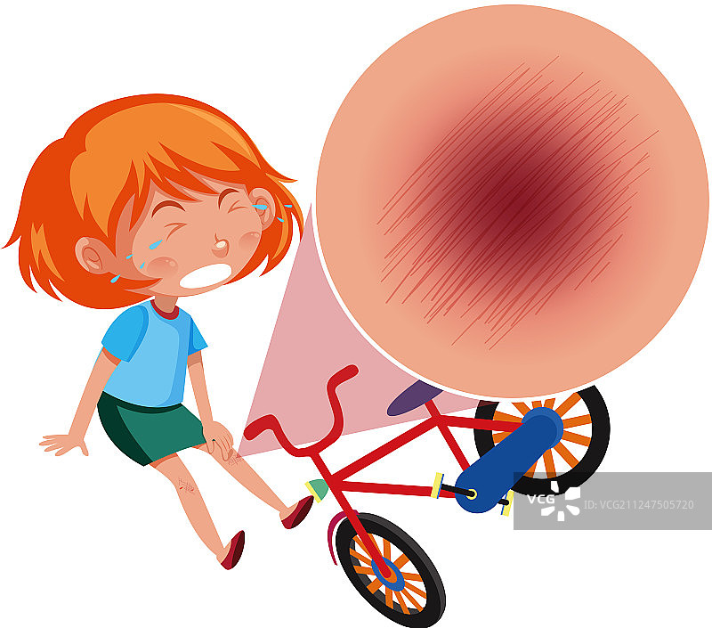 女孩从自行车上摔下来图片素材