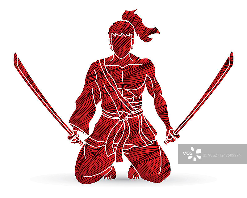 手持剑的武士卡通形象图片素材