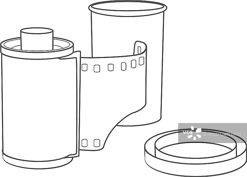 手绘35mm胶片卷盒图片素材
