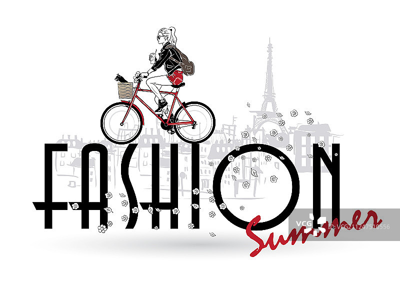 白色背景上的时装少女素描图片素材